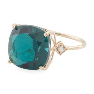 HIRAJULE Made In India 14kt Gold London Blue Topaz Cocktail Ring